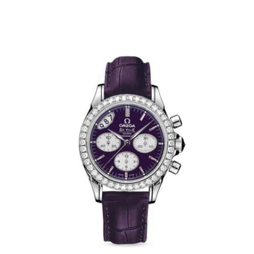 Omega De Ville Co-Axial 35 Chronograph Stainless Steel Diamond / Purple / Strap